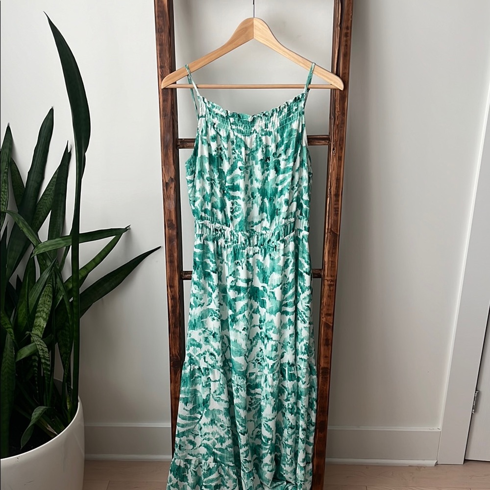 Green and White Maxi Dress